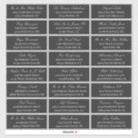 Charcoal Elegant Script 24 Wedding Guest Address<br><div class="desc">24 wedding guest address labels for sending out your invitations with white elegant text against charcoal. Add the names in a beautiful,  classic script and the address in an elegant timeless font.</div>