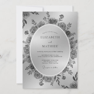 Charcoal Floral Botanical Wedding Invitation