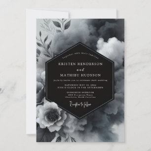 Charcoal Floral Moody Wedding Invitation