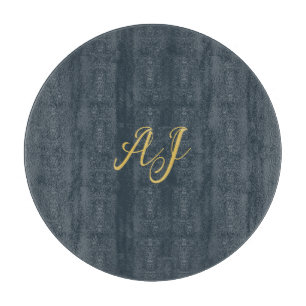 Charcoal Gold Color Monogram Professional Initial Cutting Board