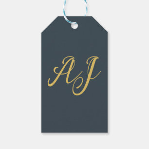 Charcoal Gold Color Monogram Professional Initial Gift Tags