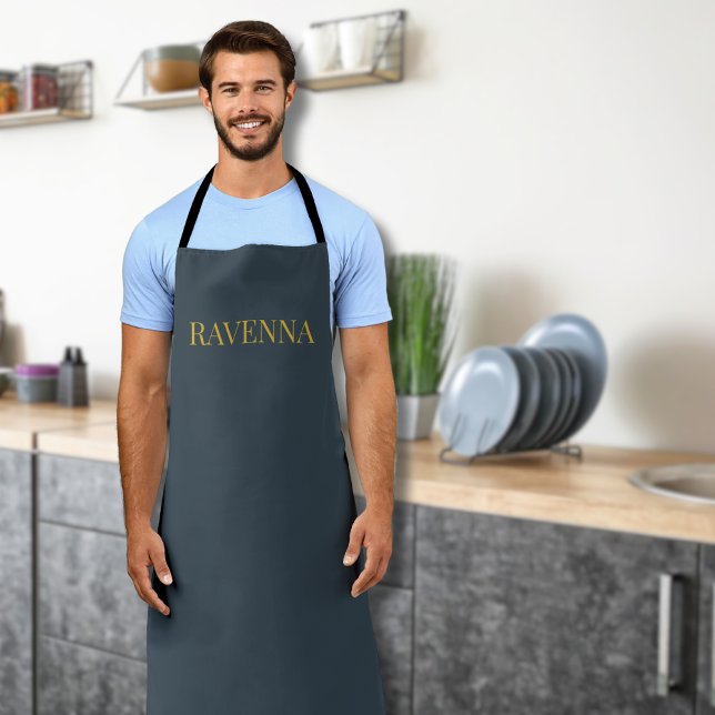 Charcoal Gold Name Personalised Custom Luxury Gift Apron (Creator Uploaded)