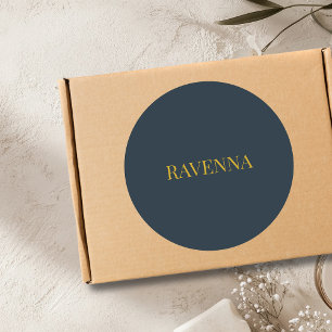 Charcoal Gold Name Personalised Custom Luxury Gift Classic Round Sticker