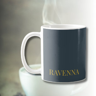 Charcoal Gold Name Personalised Custom Luxury Gift Coffee Mug