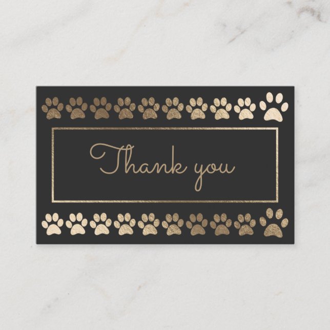 Charcoal Gold Paw Print Dog Walker Loyalty Card (Front)