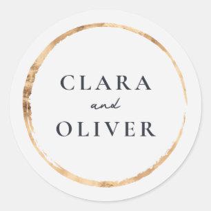 Charcoal Gold Provence Monogram Wedding Envelope Classic Round Sticker