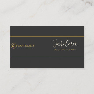 Charcoal Gold Real Estate Agent Logo Business Card