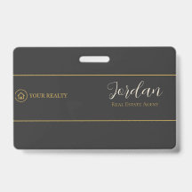 Charcoal Gold Real Estate Agent Logo Employee ID