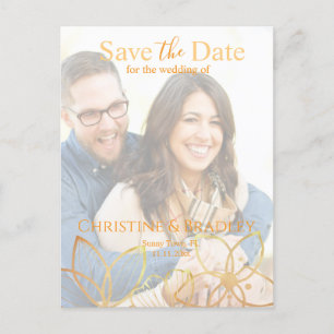 Charcoal & Gold Save the Date Photo Postcard