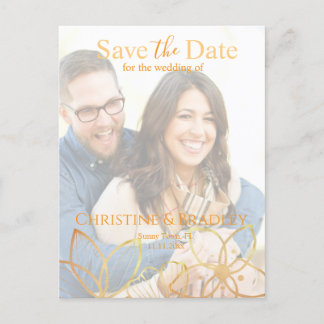 Charcoal & Gold Save the Date Photo Postcard