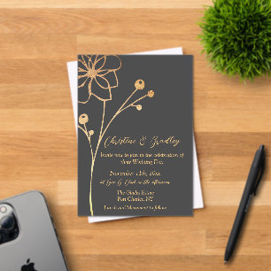 Charcoal & Gold Wedding Acrylic Invitations