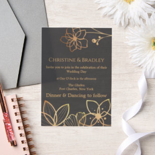 Charcoal & Gold Wedding  Vellum Invitations
