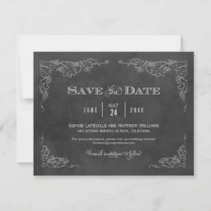 Charcoal Grapevine Vineyard Wedding Save The Date
