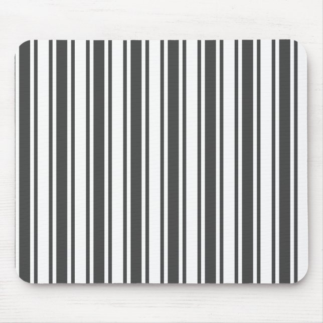 Charcoal gray and white candy stripes mouse mat (Front)