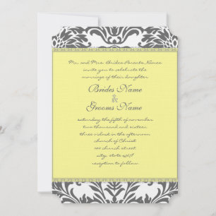 Charcoal Gray and Yellow Wedding Invitations