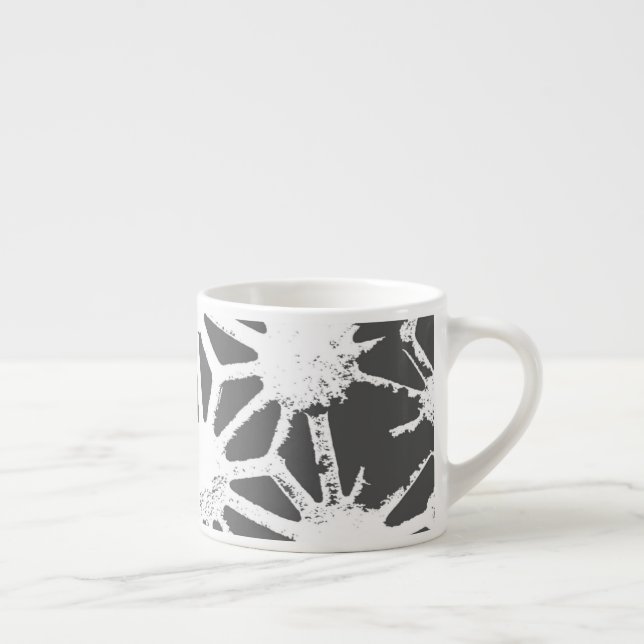 Charcoal gray geometric pattern espresso cup (Right)