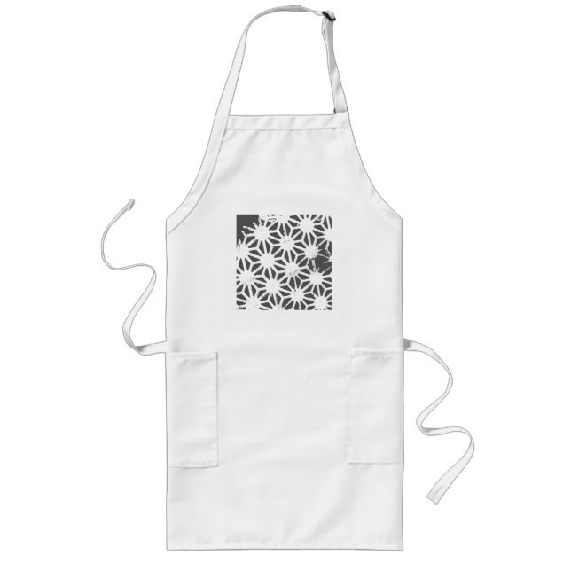 Charcoal gray geometric pattern long apron (Front)