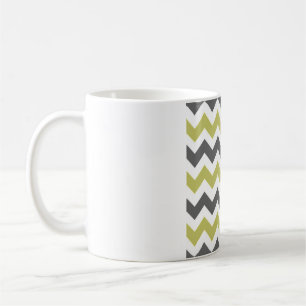 Charcoal Gray & Lemon Chevron – Crisp White Zigzag Coffee Mug