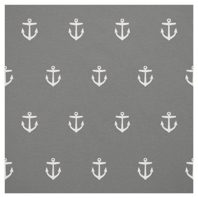 Charcoal Grey Anchor Print - Custom Size Fabric (Swatch)