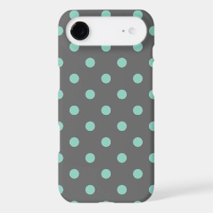 Charcoal Grey and Aqua Polka Dots