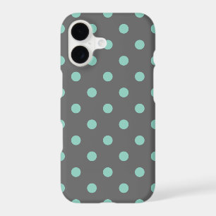 Charcoal Grey and Aqua Polka Dots