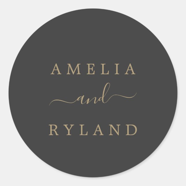 Charcoal Grey and Gold Wedding Envelope Seals (Front)