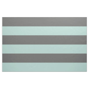 Charcoal Grey and Mint Wide Stripes Large Scale Fabric