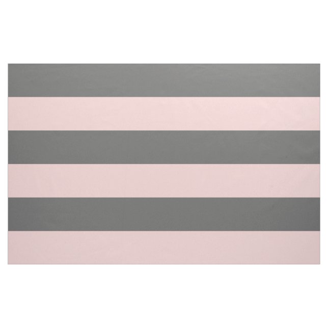 Charcoal Grey and Pink Wide Stripes Large Scale Fabric (Yard)