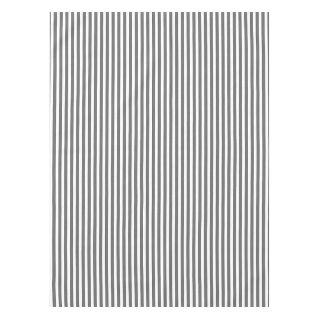 Charcoal Grey and White Cabana Stripes Tablecloth (Front)