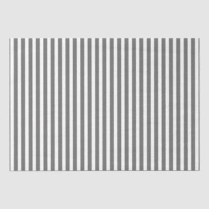 Charcoal Grey and White Cabana Stripes Tissue Paper