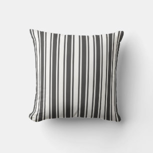 Charcoal grey and white candy stripes cushion