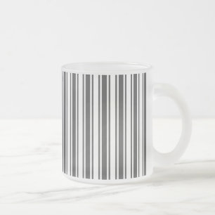 Charcoal grey and white candy stripes frosted glass coffee mug