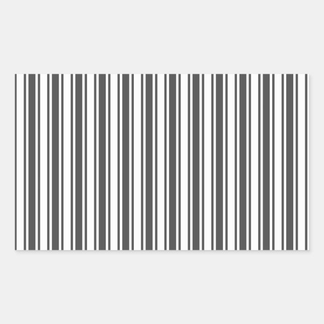 Charcoal grey and white candy stripes rectangular sticker (Front)