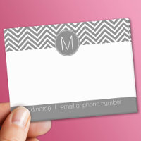 Charcoal Grey and White Chevrons Custom Monogram