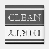 Charcoal Grey and White Dishwasher Dirty Clean