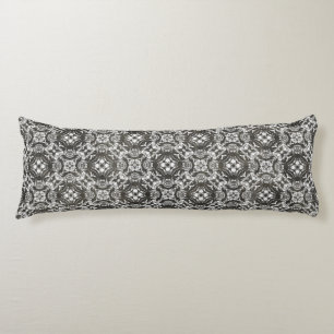 Charcoal Grey and White Lace Overlay Body Cushion