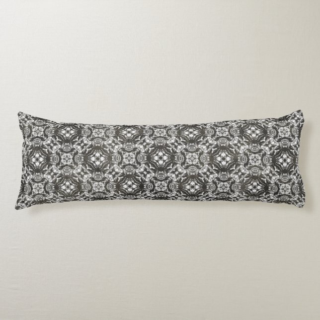 Charcoal Grey and White Lace Overlay Body Cushion (Front)