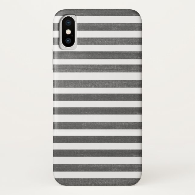 Charcoal Grey and White Stripe iPhone X Case (Back)