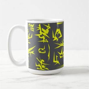 Charcoal Grey And Yellow Abstract Art Funky Coffee Mug