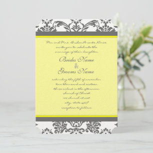 Charcoal Grey and Yellow Wedding Invitations