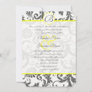 Charcoal Grey and Yellow Wedding Invitations