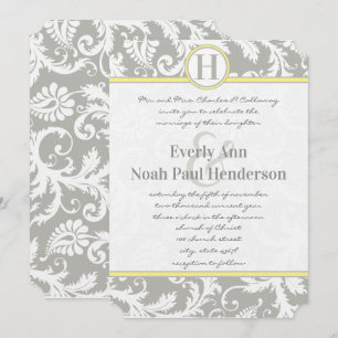 Charcoal Grey and Yellow Wedding Invitations