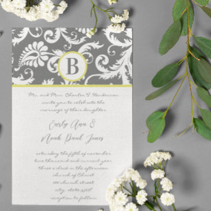 Charcoal Grey and Yellow Wedding Invitations