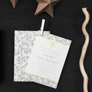 Charcoal Grey and Yellow Wedding Invitations