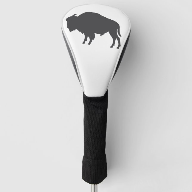 Charcoal Grey Bison Silhouette Golf Head Cover (Front)
