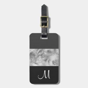 Charcoal Grey Block Stripes Luggage Tag