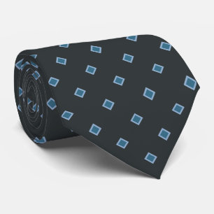 Charcoal Grey Blue Diamond Polka Dot Pattern Neck  Tie