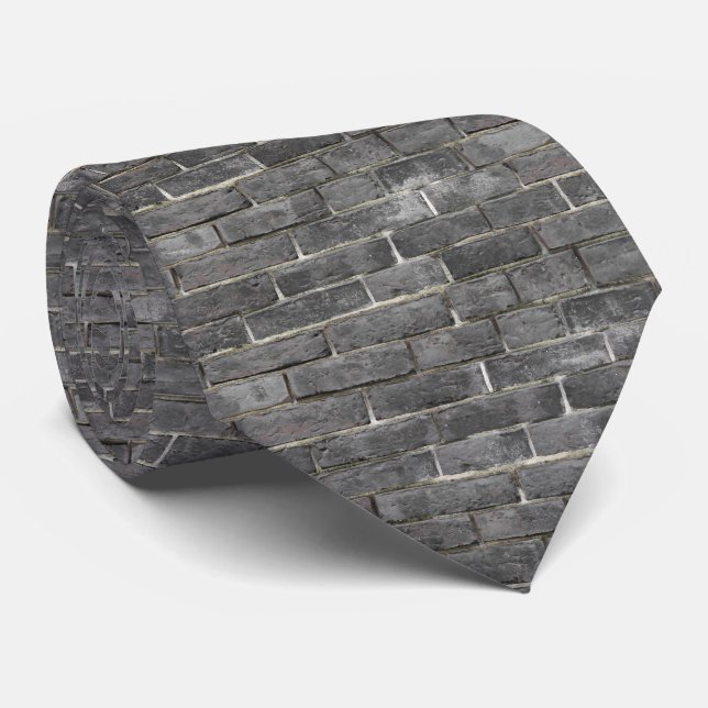 Charcoal Grey Brick Wall Pattern Tie (Rolled)