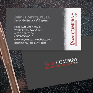 Charcoal Grey, Brushed White with Vertical Logo Business Card