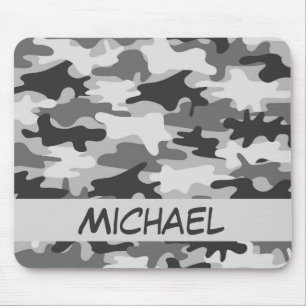 Charcoal Grey Camo Camouflage Name Personalised Mouse Mat
